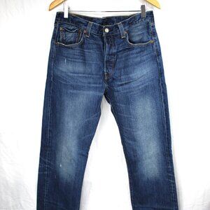 Levi's Men's 501 Original Fit Blue Jeans SZ 33x32 Button Fly Washed Denim Pants